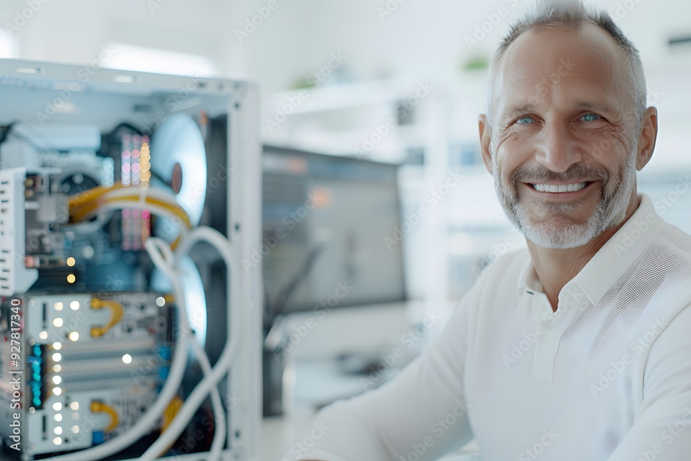 Obraz premium data scientist working on computer. Improve Automate Workflows and Streamline Software Testing with Machine Learning in Software Development.