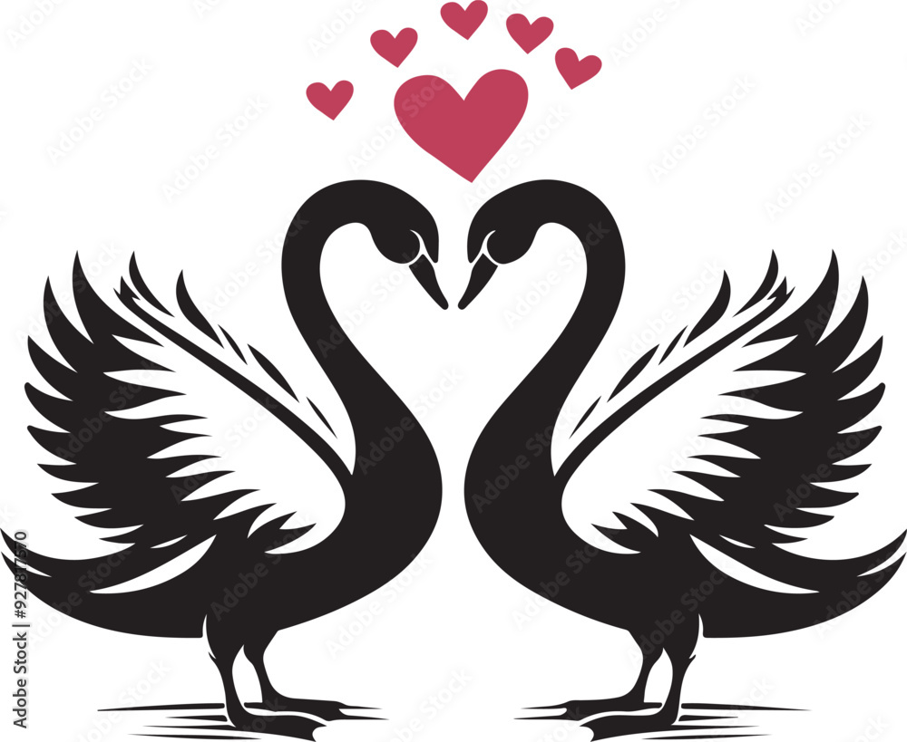 Obraz premium Swan love vector silhouette 