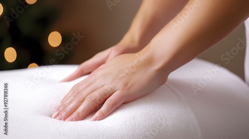 Wallpaper Mural A close-up of hands performing a massage on a soft white surface, symbolizing relaxation and wellness. Torontodigital.ca