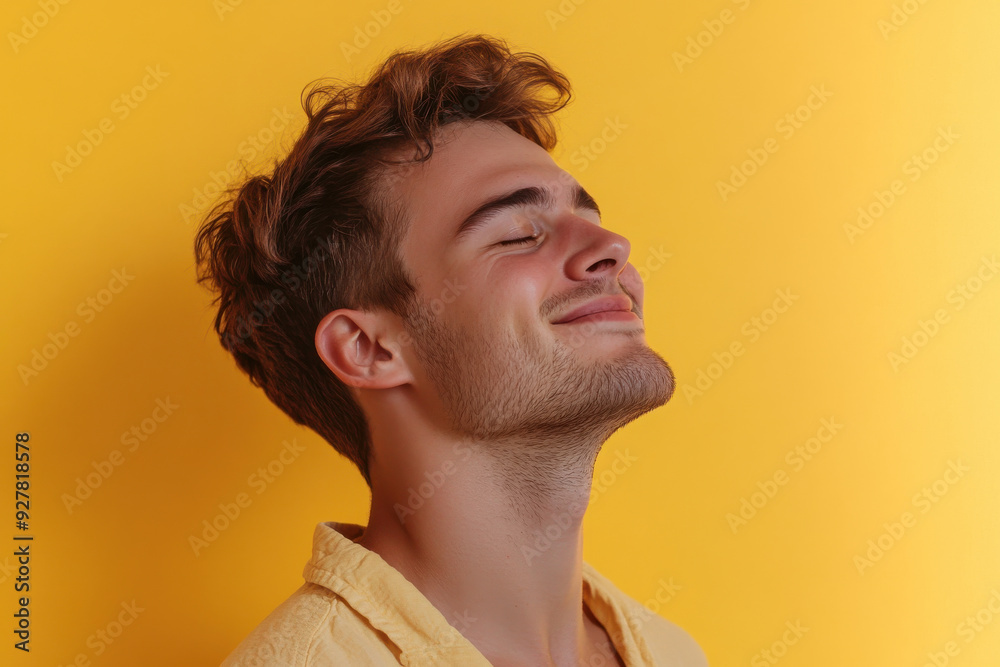 A close up of a man's face with his eyes closed A close up of a man's face with his eyes closed