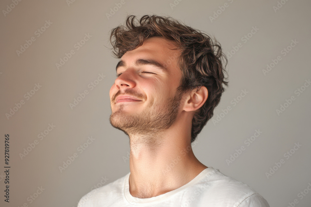 A close up of a man's face with his eyes closed A close up of a man's face with his eyes closed