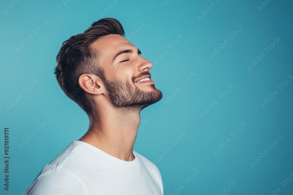 A close up of a man's face with his eyes closed A close up of a man's face with his eyes closed
