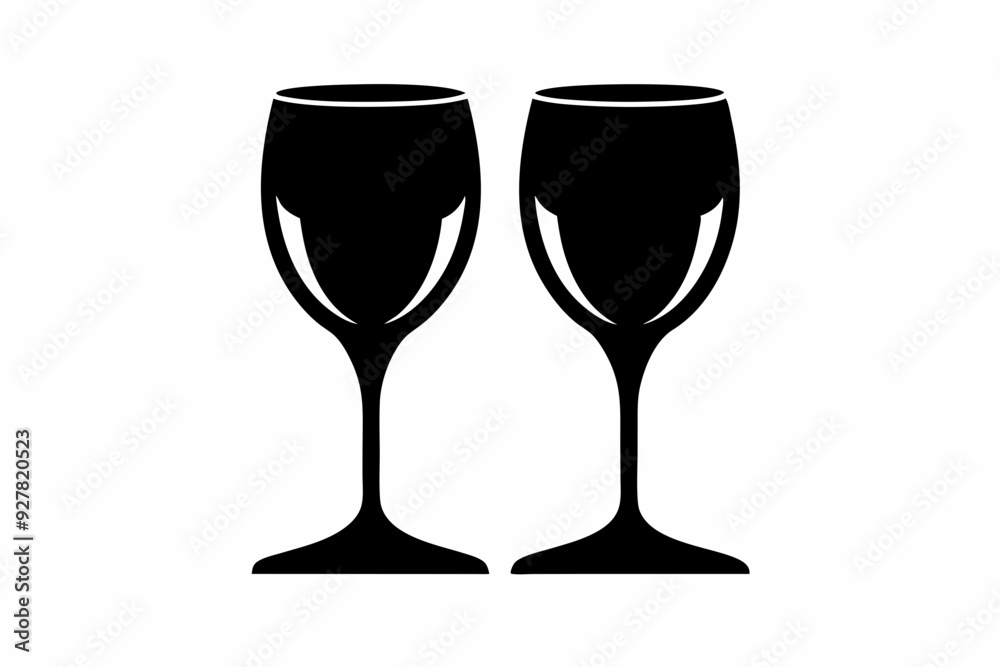 Wine glass icon, two wine glasses vector silhouette Wine glass icon, two wine glasses vector silhouette