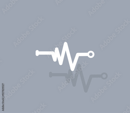 Vector icon of white color with shadow on gray background