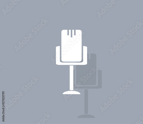 Vector icon of white color with shadow on gray background