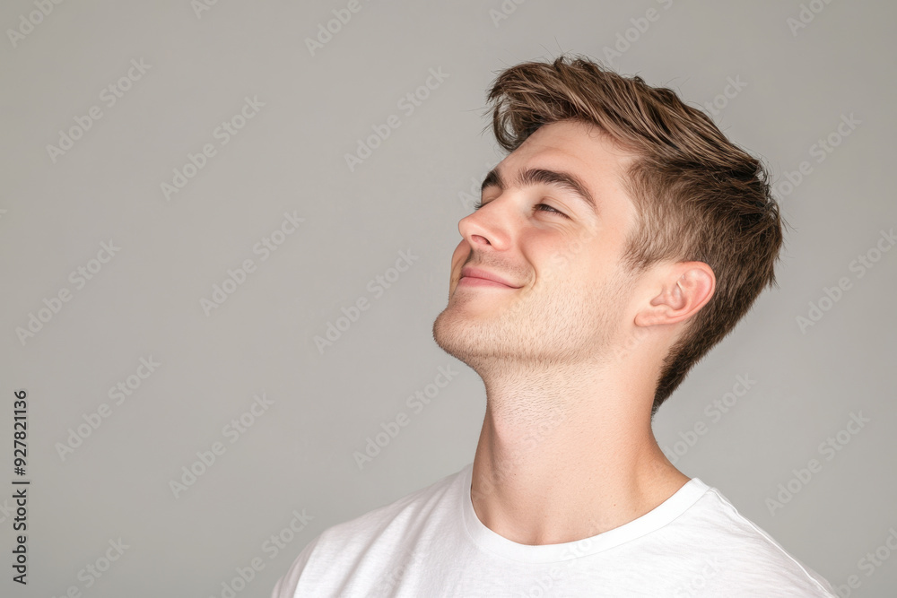 Fototapeta premium A close up of a man's face with his eyes closed