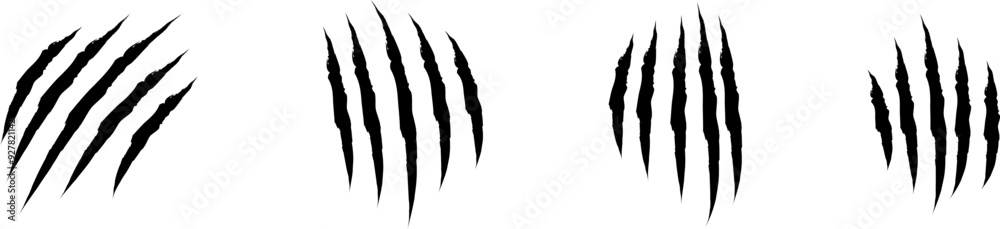 Animal Claw scratches icons set vector. Claws silhouette, claw marks
