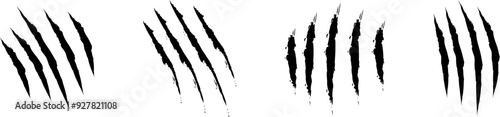 Animal Claw scratches icons set vector. Claws silhouette, claw marks