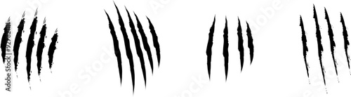 Animal Claw scratches icons set vector. Claws silhouette, claw marks