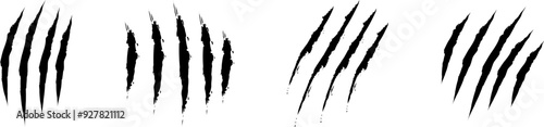 Animal Claw scratches icons set vector. Claws silhouette, claw marks