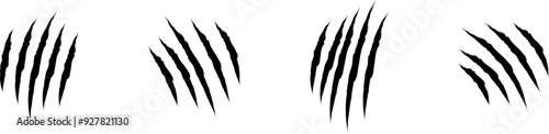 Animal Claw scratches icons set vector. Claws silhouette, claw marks