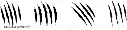 Animal Claw scratches icons set vector. Claws silhouette, claw marks