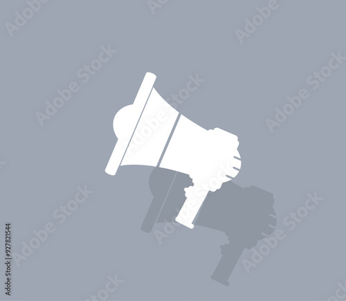 Vector icon of white color with shadow on gray background