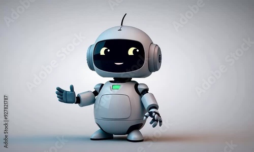 Cute Robot Animation with Red LED Eyes in Dark Setting