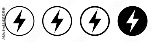 Lightning, electric power icon. Energy and thunder electricity symbol. Lightning bolt sign in the circle.