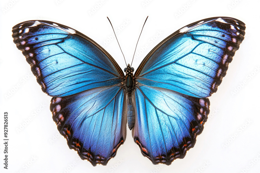 A vibrant blue butterfly with detailed wings. A vibrant blue butterfly with detailed wings.
