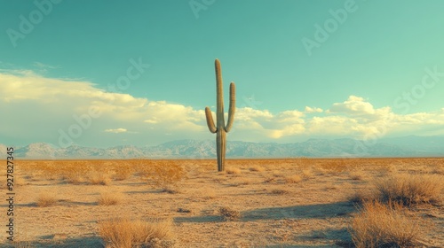Lone Cactus in the Desert photo