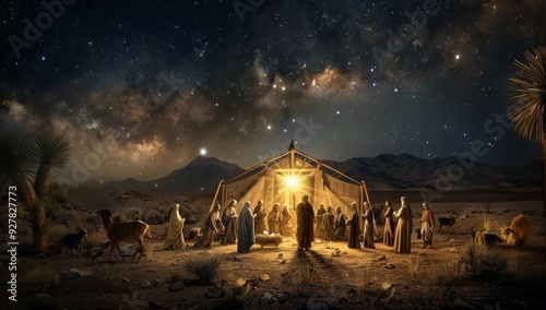 Residents of Desert Gather Around Ancient Tent for Prayer Under Stars