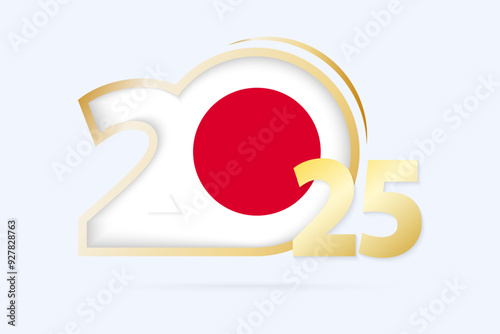 Year 2025 with Japan Flag pattern. photo