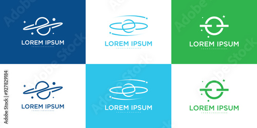 Set of abstract orbit or planet logo design templates. Premium Vector