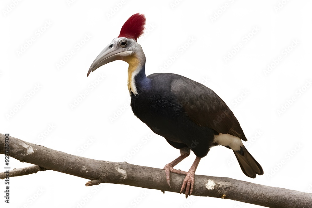 Hoatzin Bird Perched on a Branch on White Background, Realistic Photo, Wallpaper, Cover and Screen for Smartphone, Cell Phone, Computer, Laptop Hoatzin Bird Perched on a Branch on White Background, Realistic Photo, Wallpaper, Cover and Screen for Smartphone, Cell Phone, Computer, Laptop