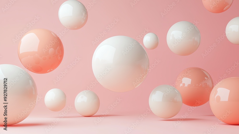 Floating spheres, soft shadows and lighting, 3D illustration Floating spheres, soft shadows and lighting, 3D illustration