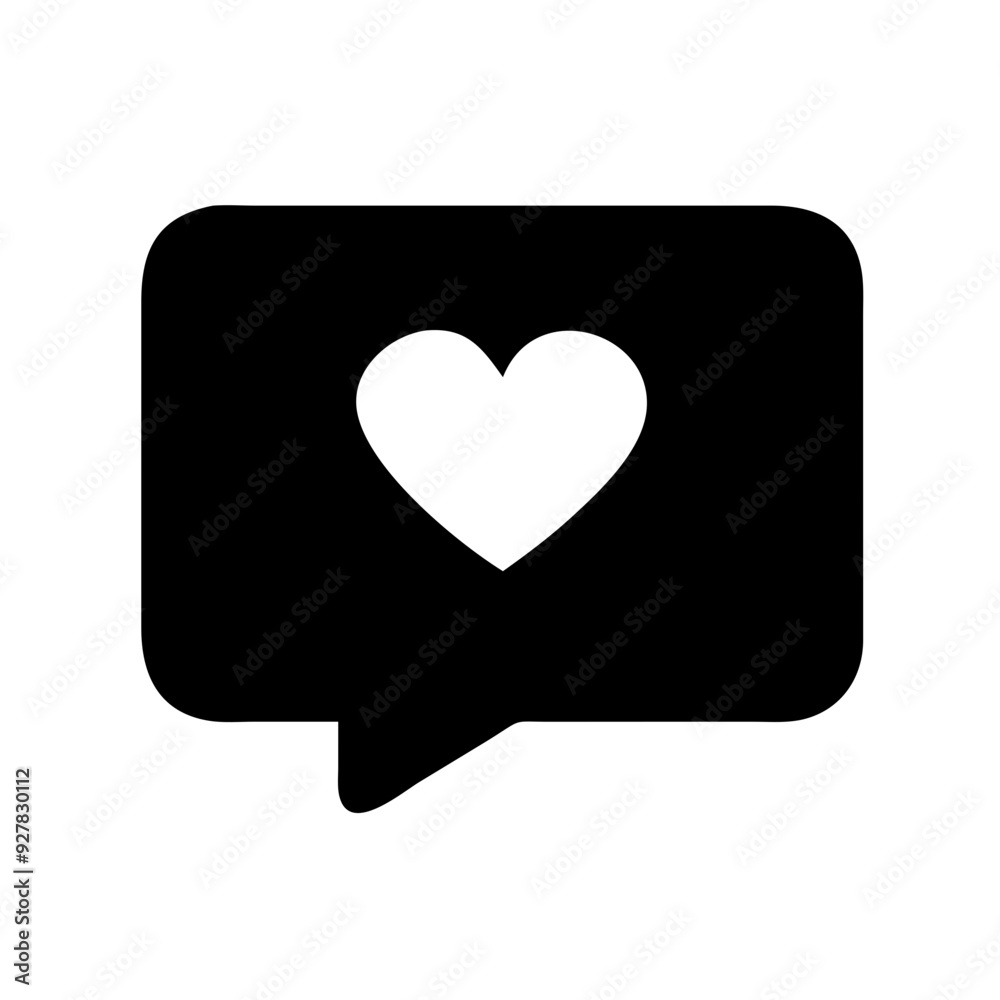 Heart in speech bubble icon, black and white minimalist design symbolizing love and communication Heart in speech bubble icon, black and white minimalist design symbolizing love and communication