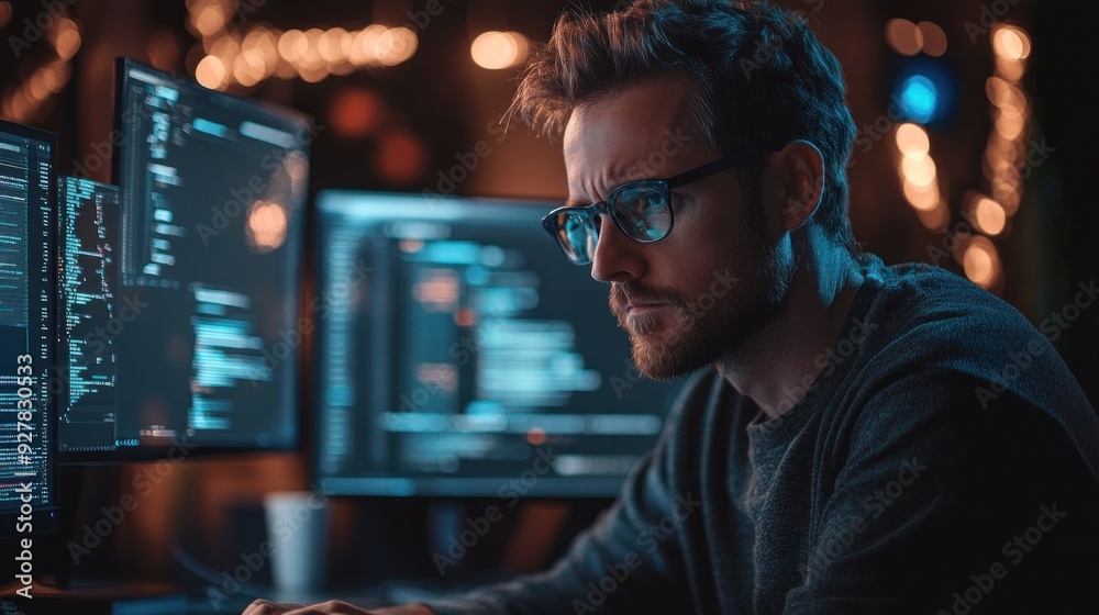 Focused Programmer Working on Code Focused Programmer Working on Code