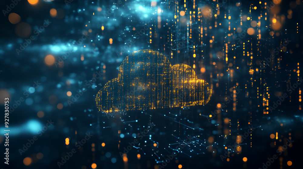 Obraz premium Digital informational technology web futuristic glow Digital data processing technology Background with code. Futuristic technology concept, Generative AI