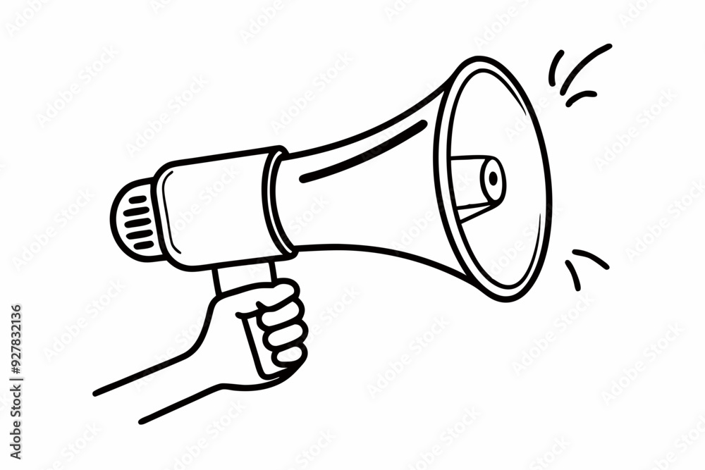 hand holding megaphone line art vector, minimal car horn icon vector illustration hand holding megaphone line art vector, minimal car horn icon vector illustration