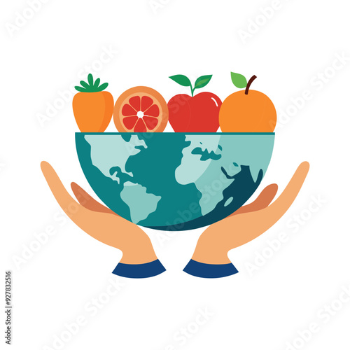 globe and food concept vector