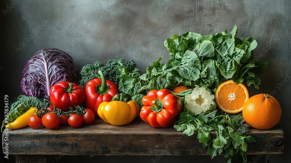 Colourful vegetables and fruits still life. Colourful vegetables and fruits still life.