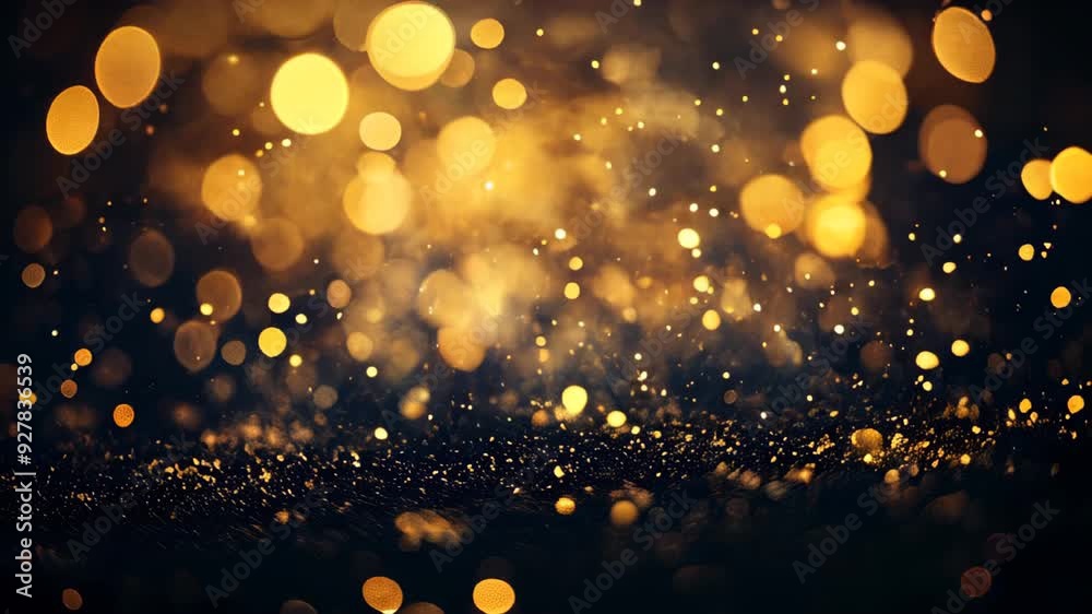 Blurred golden bokeh on black background
