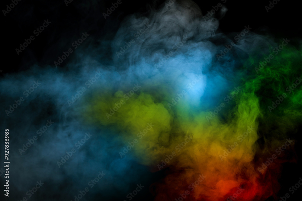 Blue and yellow steam on a black background. Blue and yellow steam on a black background.