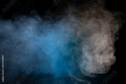 White steam on a black background.