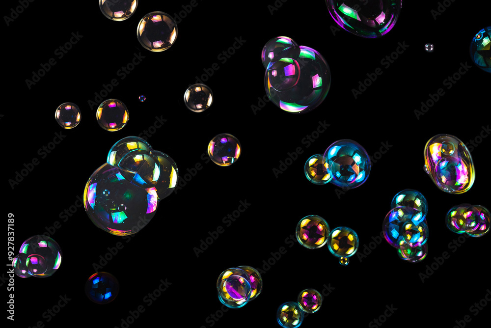 Soap bubbles isolated on a black background Soap bubbles isolated on a black background