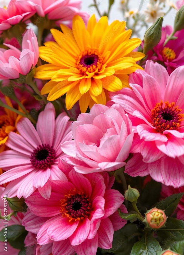 A vibrant bouquet composed of colorful flowers, showcasing beauty and freshness in an elegant arrangement.
A vibrant bouquet composed of colorful flowers, showcasing beauty and freshness in an elegant arrangement.