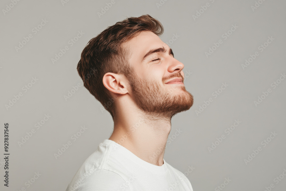 A close up of a man's face with his eyes closed A close up of a man's face with his eyes closed
