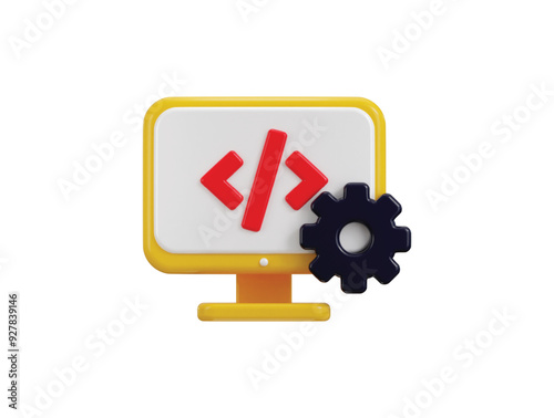 Computer and program code development coding icon screen IT technologies website programming project data programming software engineer icon
