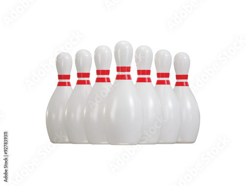 3D bowling pins set icon
