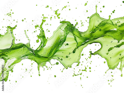 Splash of green liquid on a white background