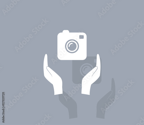 Vector icon of white color with shadow on gray background