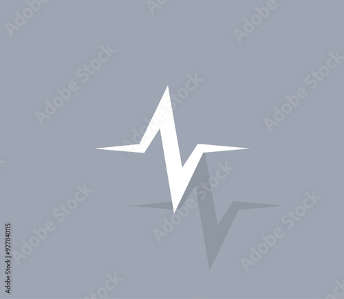 Vector icon of white color with shadow on gray background