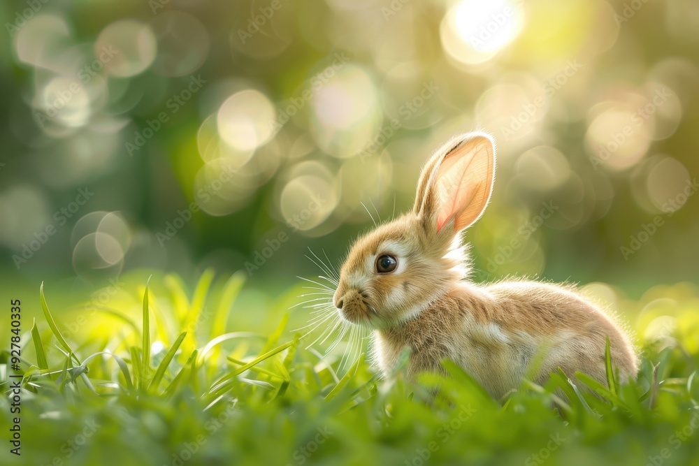 Adorable bunny playing in garden with natural backdrop Adorable bunny playing in garden with natural backdrop
