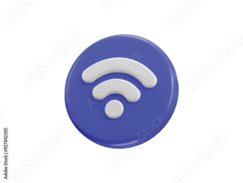 wifi icon with button icon 3d rendering vector illustration