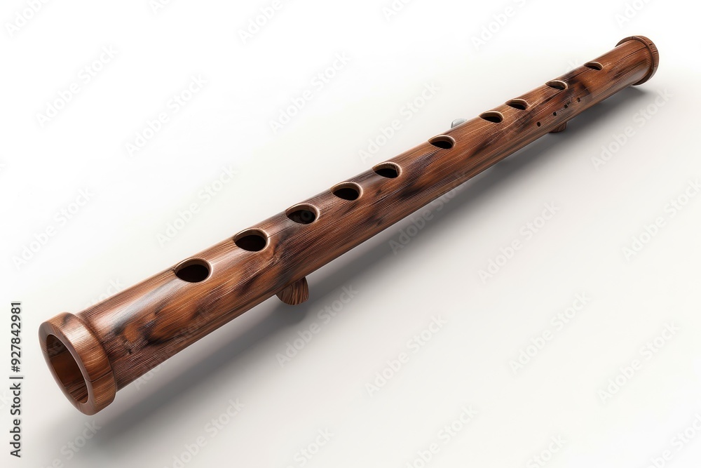 Naklejka premium Isolated wooden flute on white background