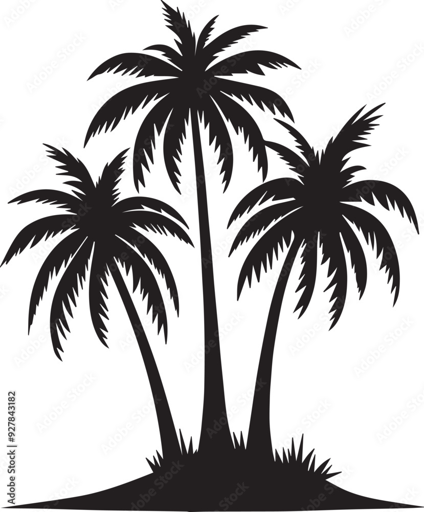 Coconut tree silhouette vector art illustration Coconut tree silhouette vector art illustration