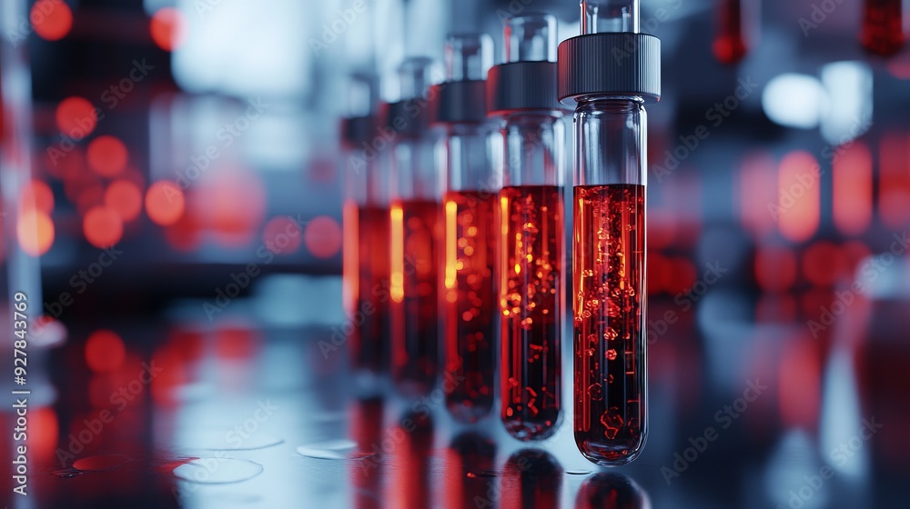 Two test tubes with a blood test in the doctor s hand. A blood test to determine virus. The concept of the smallpox pandemic and viral infection Two test tubes with a blood test in the doctor s hand. A blood test to determine virus. The concept of the smallpox pandemic and viral infection