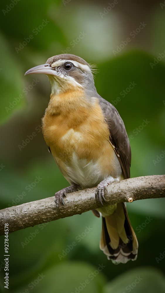 Naklejka premium Lyrebird Perched on a Branch in Nature, Realistic Photo, Wallpaper, Cover and Screen for Smartphone, Cell Phone, Computer, Laptop