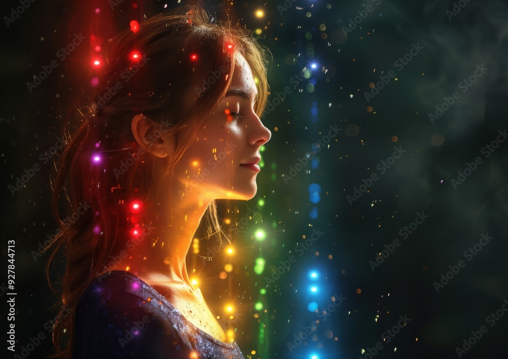 Meditating Woman Indian Silhouette Colorful Spiritual Chakra Yoga Photorealsitic Background Image Meditating Woman Indian Silhouette Colorful Spiritual Chakra Yoga Photorealsitic Background Image
